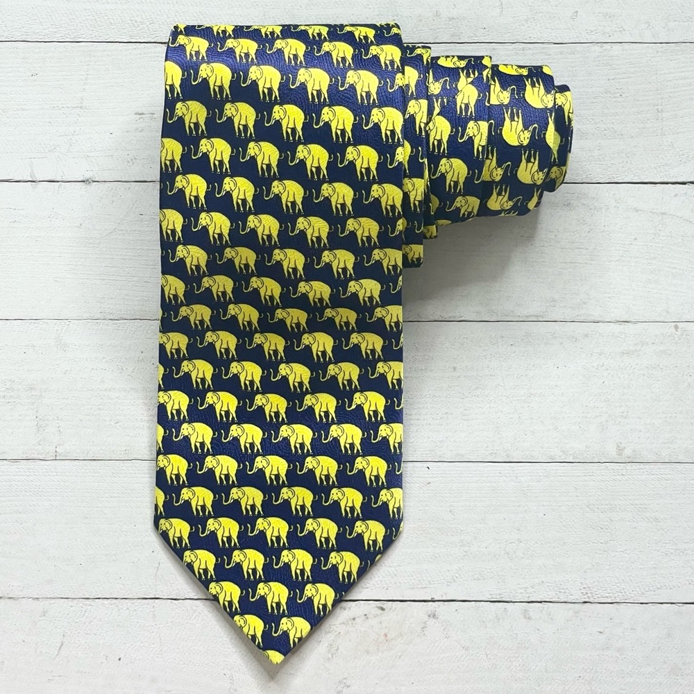 INTO AFRICA Vintage Handmade Allover Elephant Print Necktie Tie